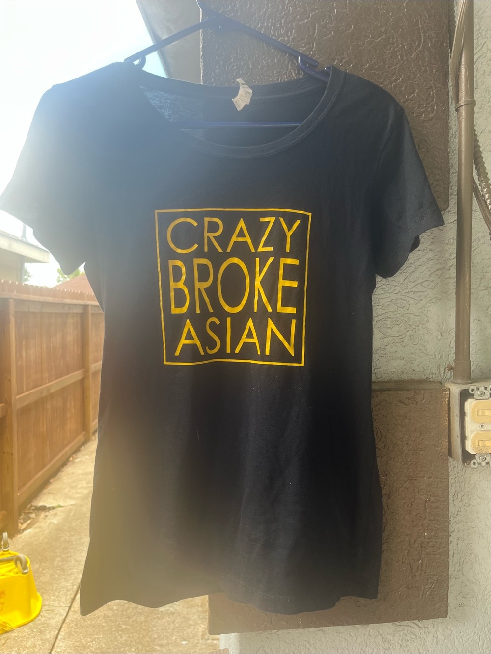 Black Graphic Tee with Gold Text - Crazy Broke Asian